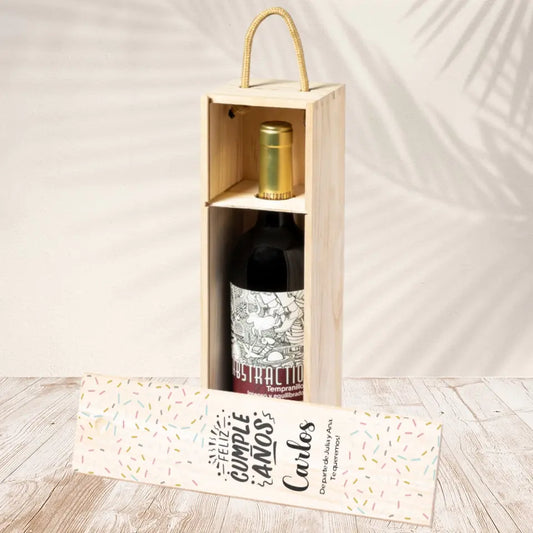 Caja de madera Feliz Cumpleaños personalizada