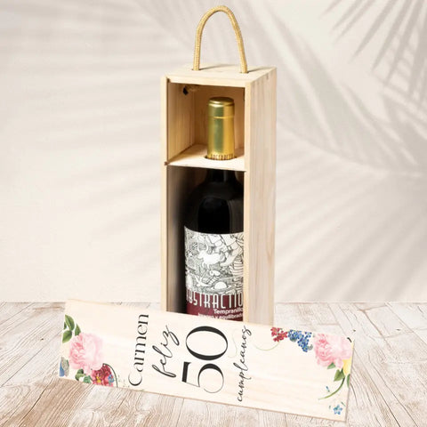 Caja de madera personalizada para cumpleaños, modelo botanical