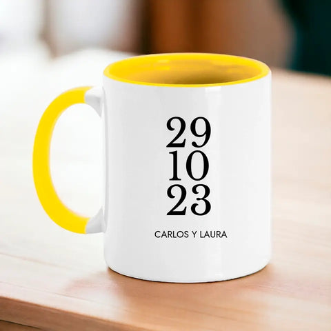 Taza personalizada fecha y nombres