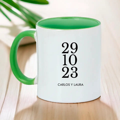Taza personalizada fecha y nombres