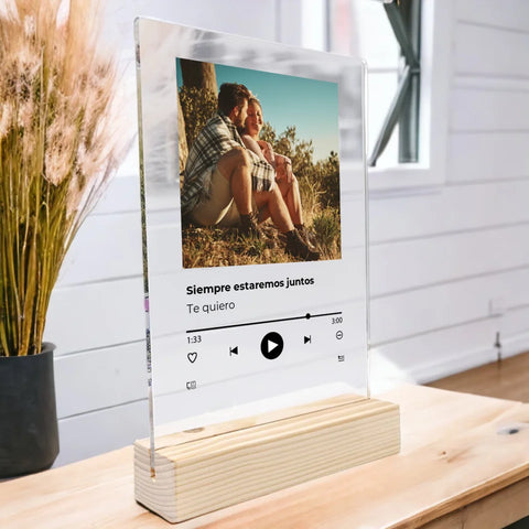 Placa spotify con foto y texto