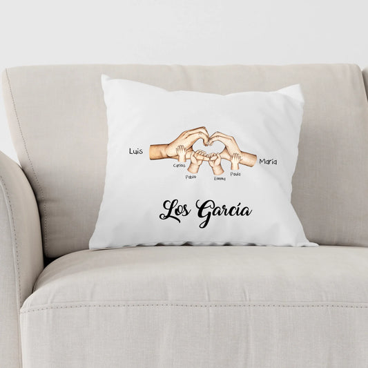 Cojín personalizado manos familia