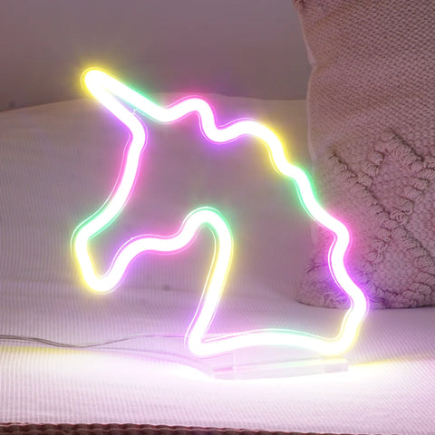 Lámpara infantil neón unicornio
