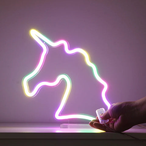 Lámpara infantil neón unicornio