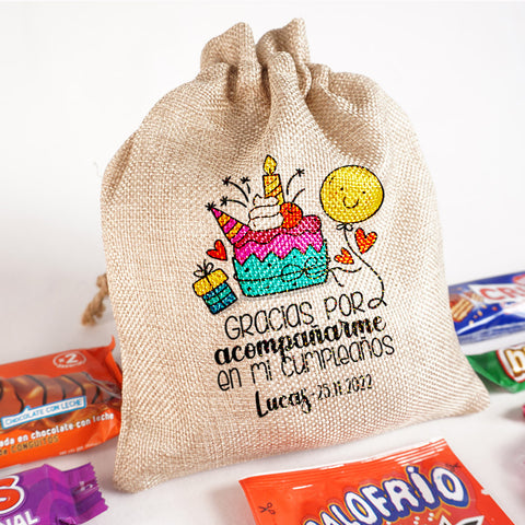 Bolsa para cumpleaños, personalizada, gracias por acompañarme
