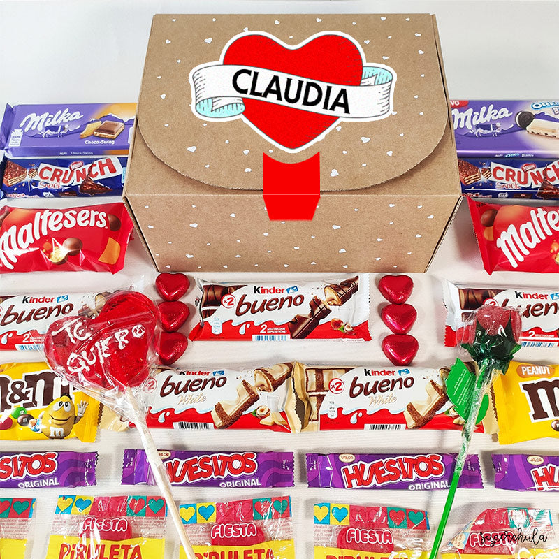 Choco Love XL, llena de una deliciosa selección de chocolates. Personalizada.