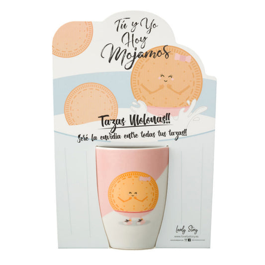 Divertida taza con mensaje, hoy mojamos Rosa. Presentada en blister.